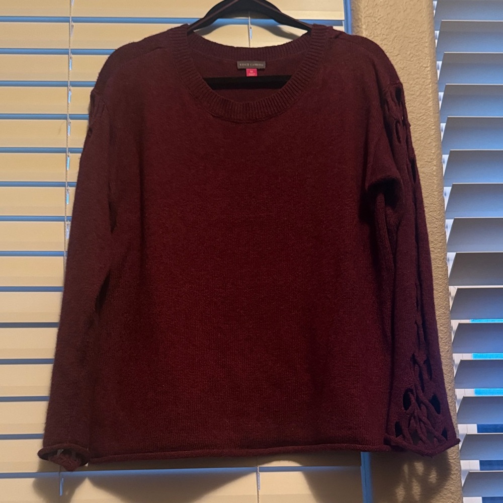 Vince Camuto Burgundy Sweater with Lace Sleeves